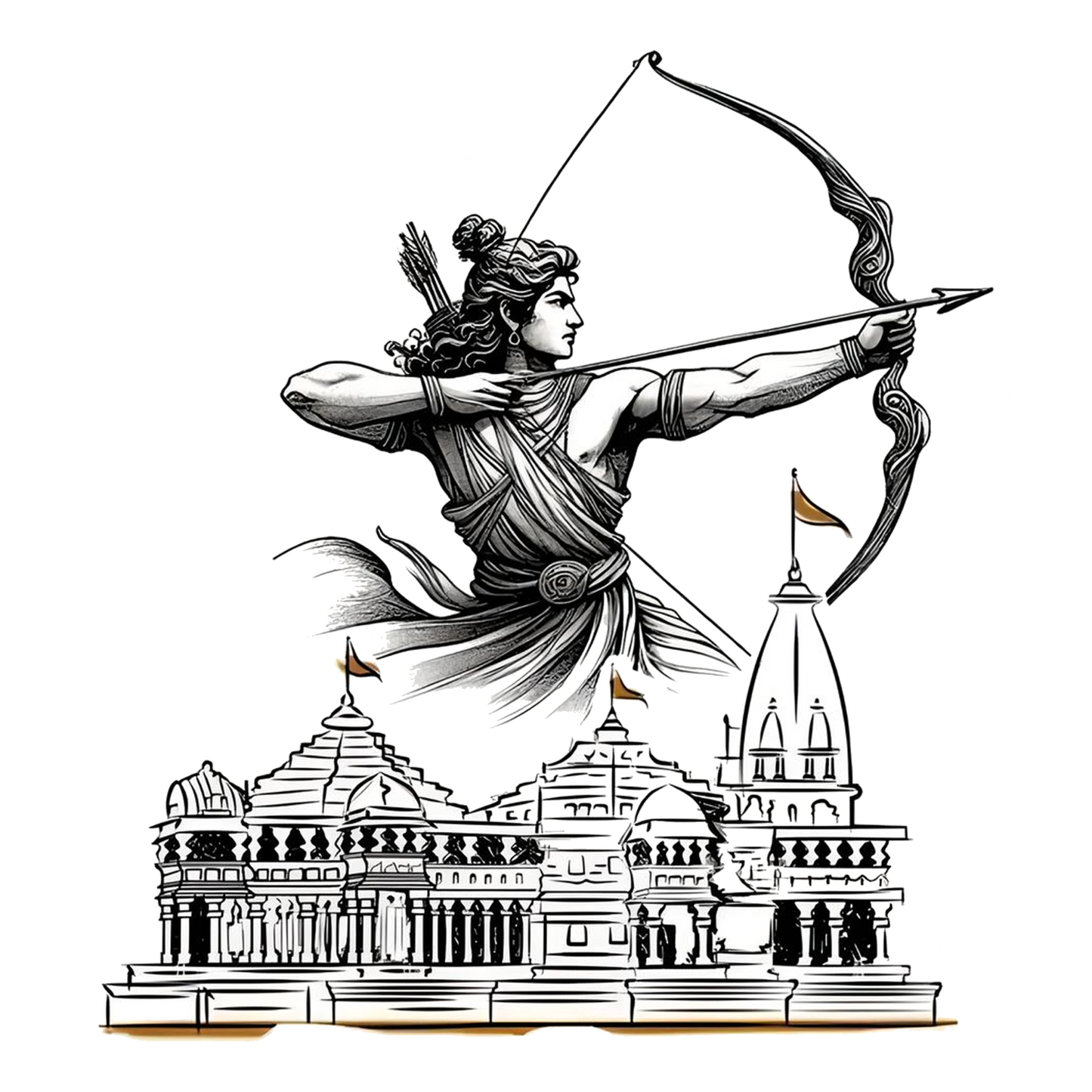 Shree Ram Ayodhya B&W Bumper Sticker