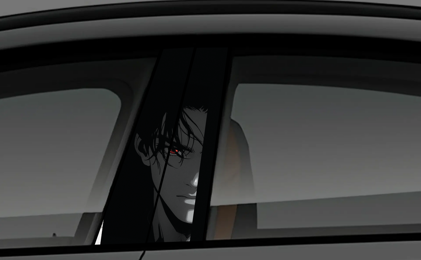Dark Anime Mysterious Man Red Eye Car Pillar Wrap