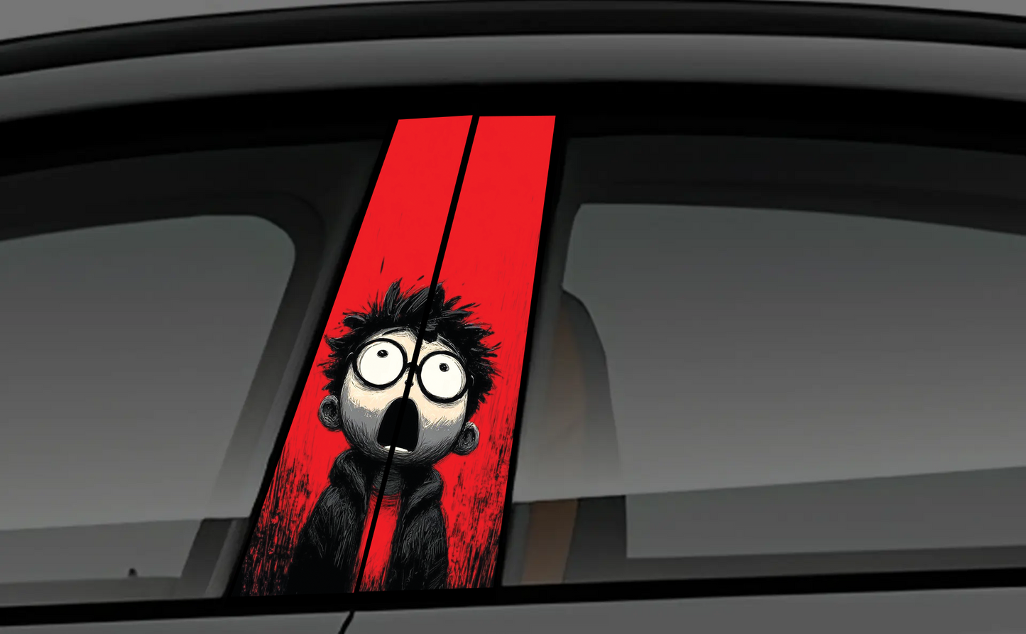 Angry Black Wolf with Red Eyes Car Door Pillar Sticker