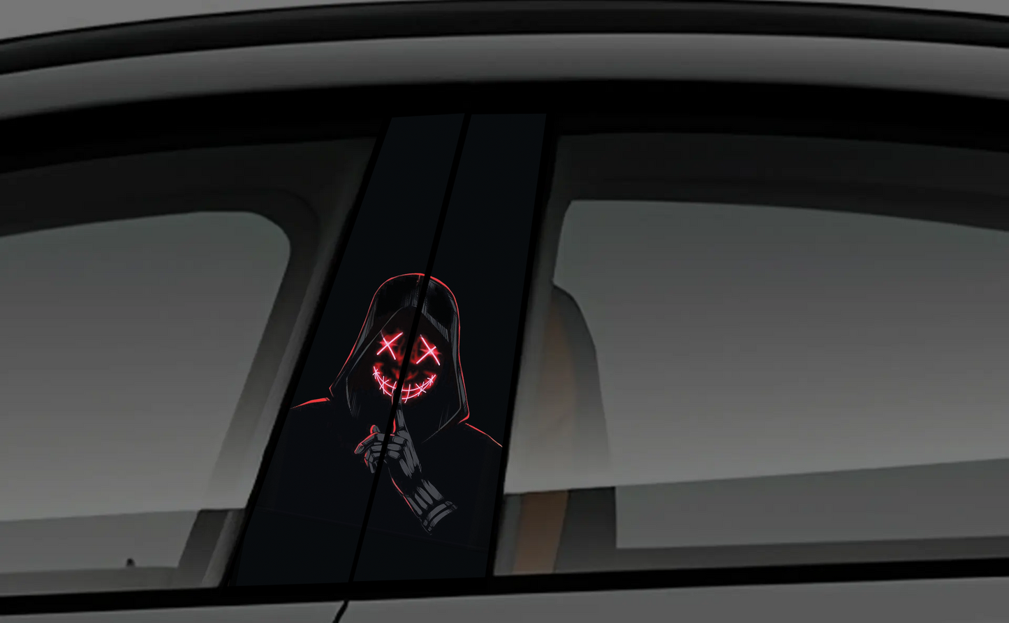 Cartoon Bad Cat "X" Eyes Car B-Pillar Accent Decal