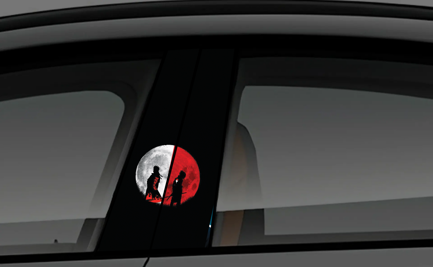 Howling Lone Wolf Red Splatter Car Pillar Vinyl Wrap