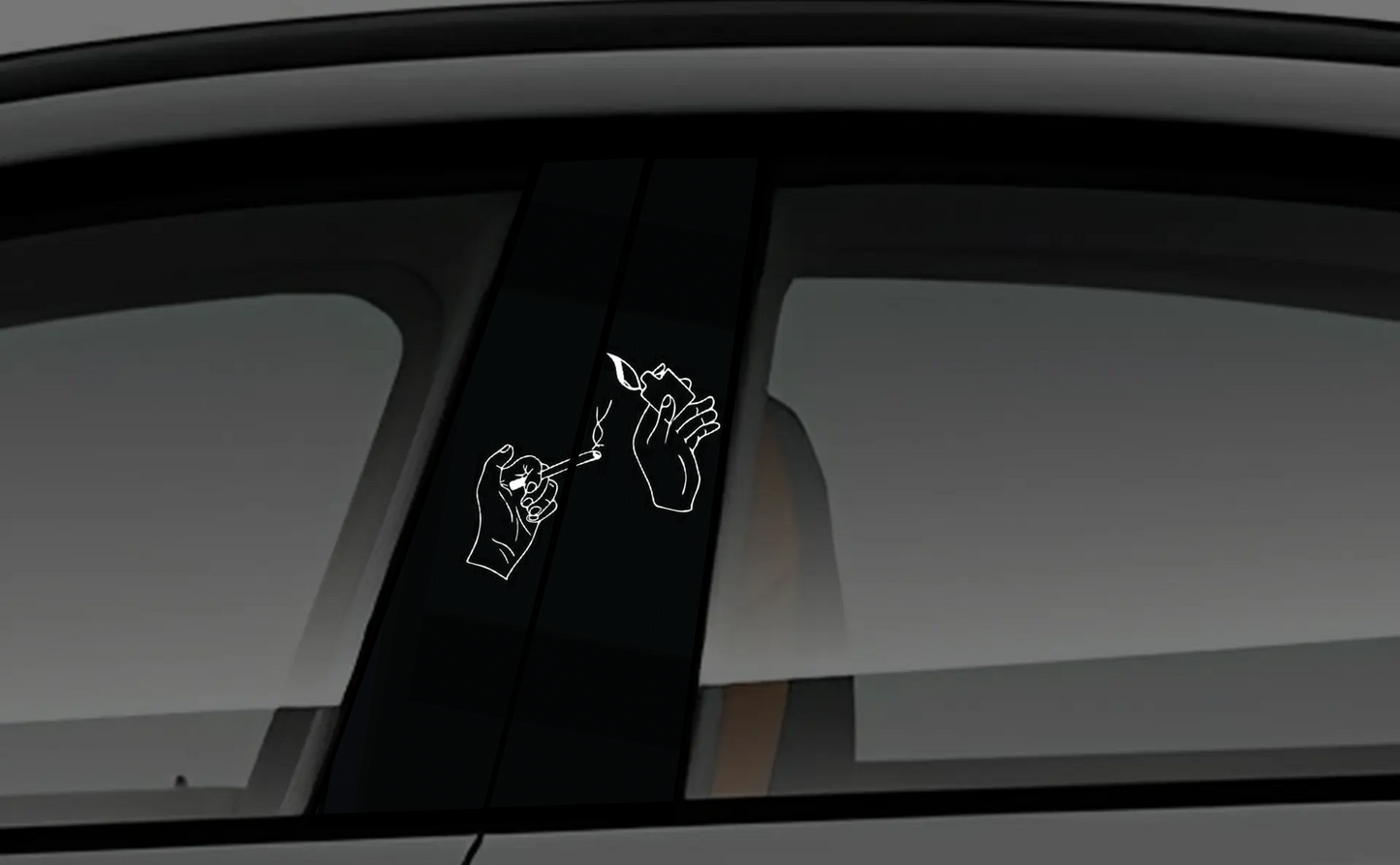 Evil Grinning Joker Face Red Eye Car B-Pillar Decal