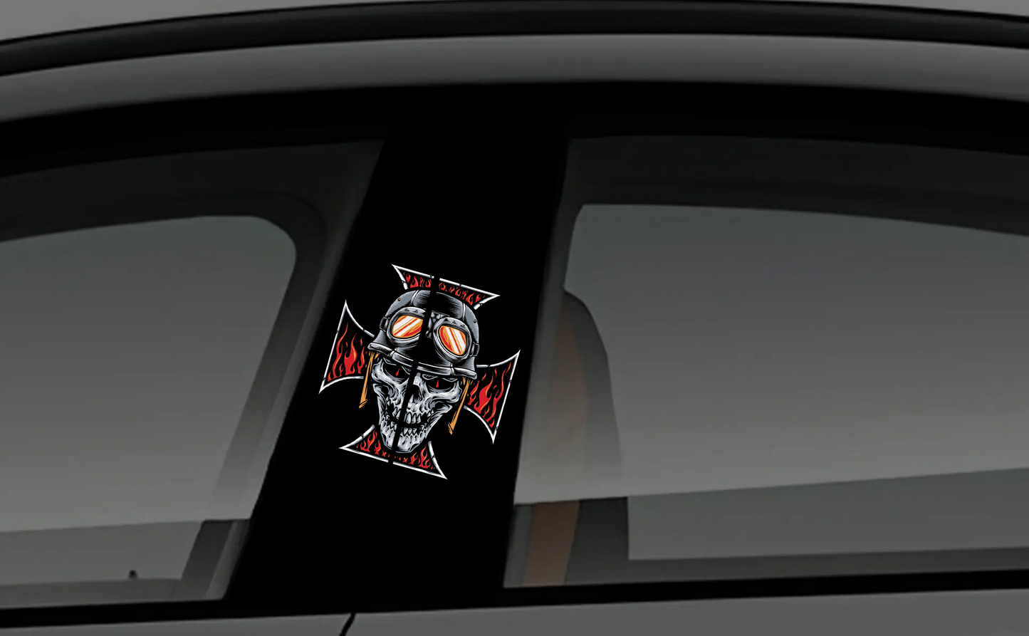 Howling Wolf with Red Splatter Car Pillar Vinyl Graphic