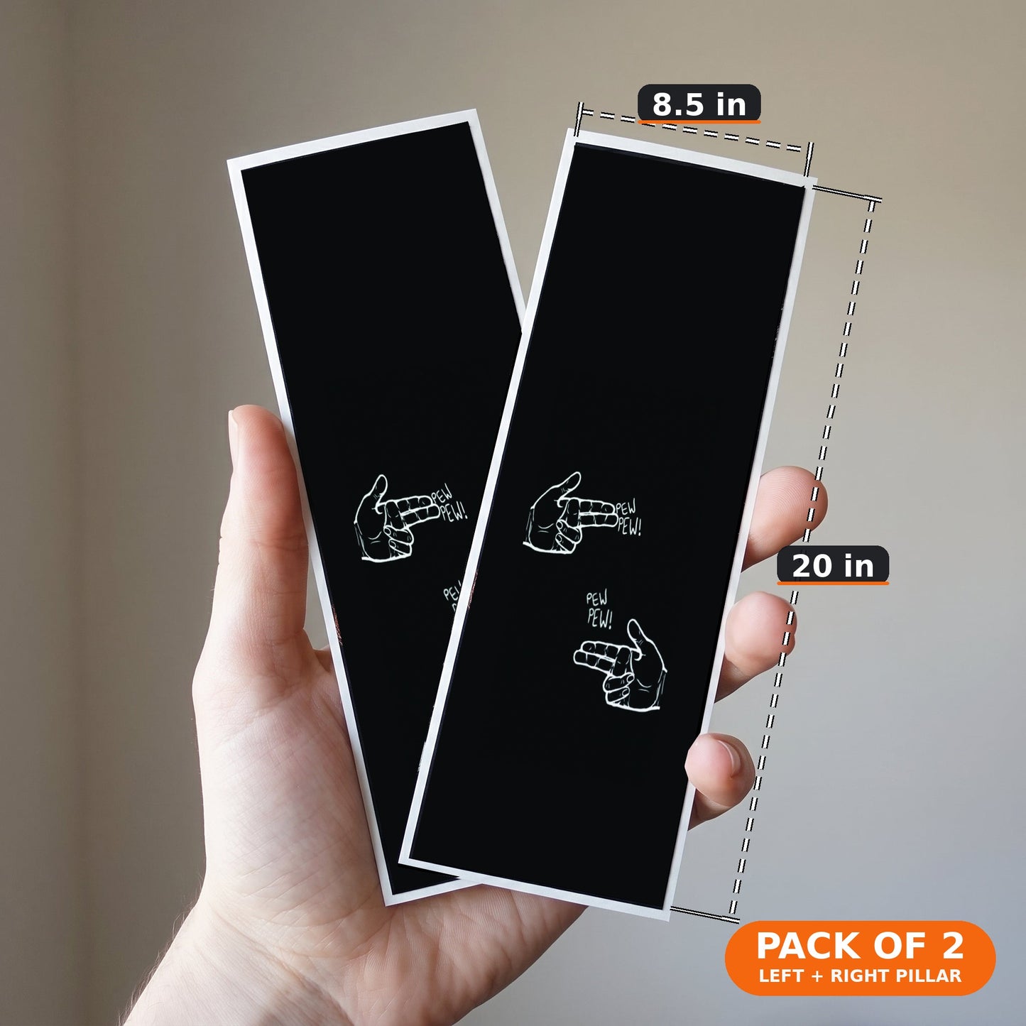 Stickerogy Car B-Pillar Wrap - Pack of 2 (Left + Right), size 8.5 x 20 in per piece