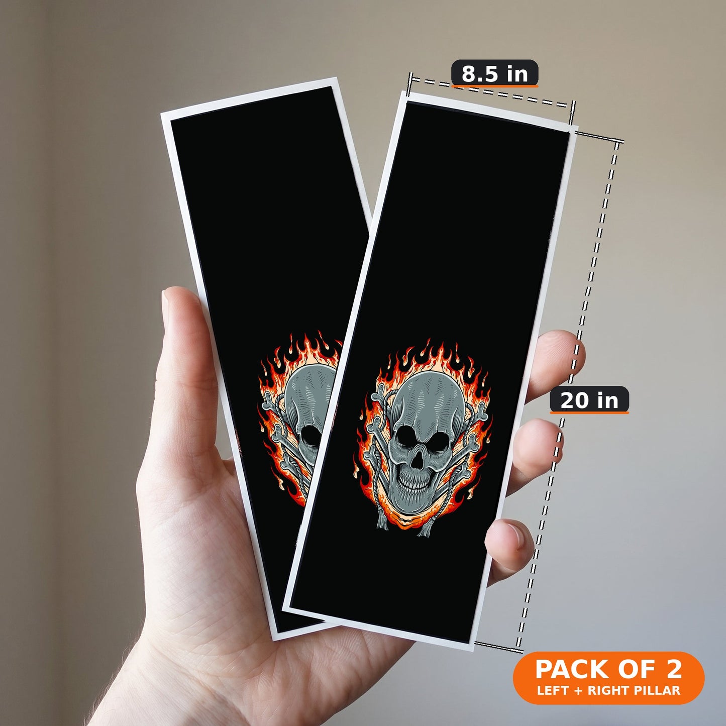 Stickerogy Car B-Pillar Wrap - Pack of 2 (Left + Right), size 8.5 x 20 in per piece