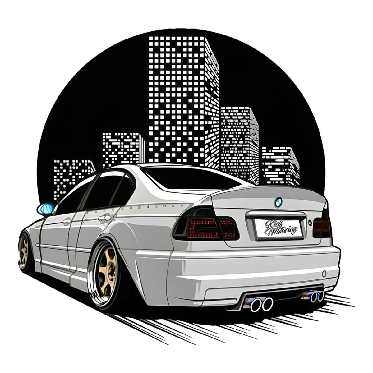 Car in City B&W Bumper Sticker