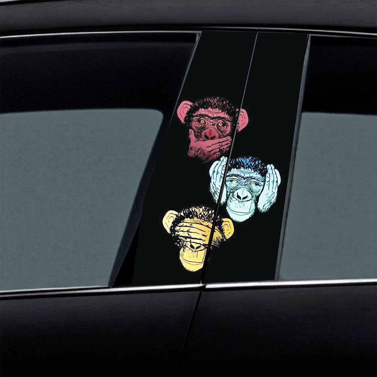 3 Wise Monkeys Car Pillar Wrap