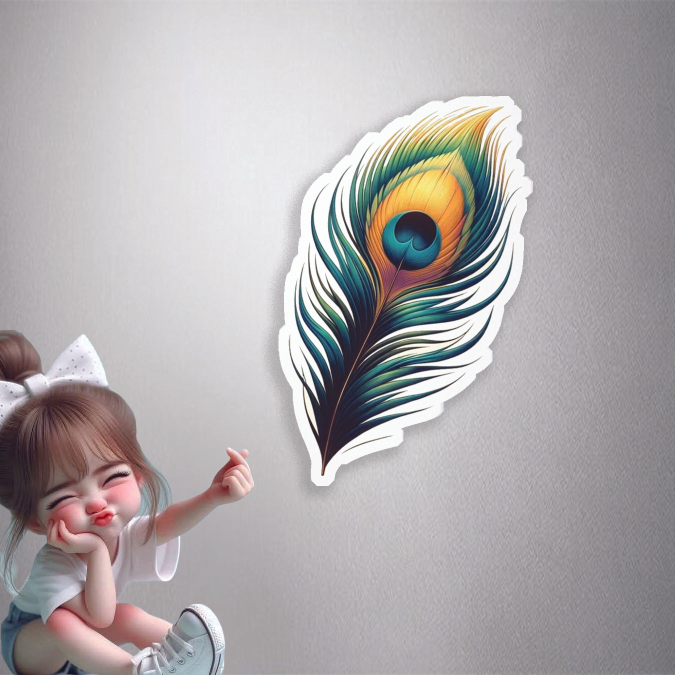 Peacock Feather Art Premium Vinyl Sticker