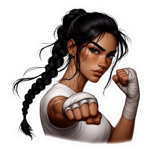 Fighter Girl Braids Premium Vinyl Stickers