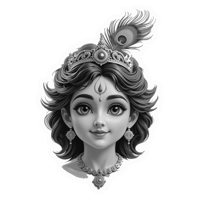 Baby Krishna Grey Scale Premium Vinyl Stickers