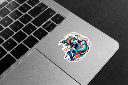 Colorful Krishna Flute Premium Vinyl Stickers