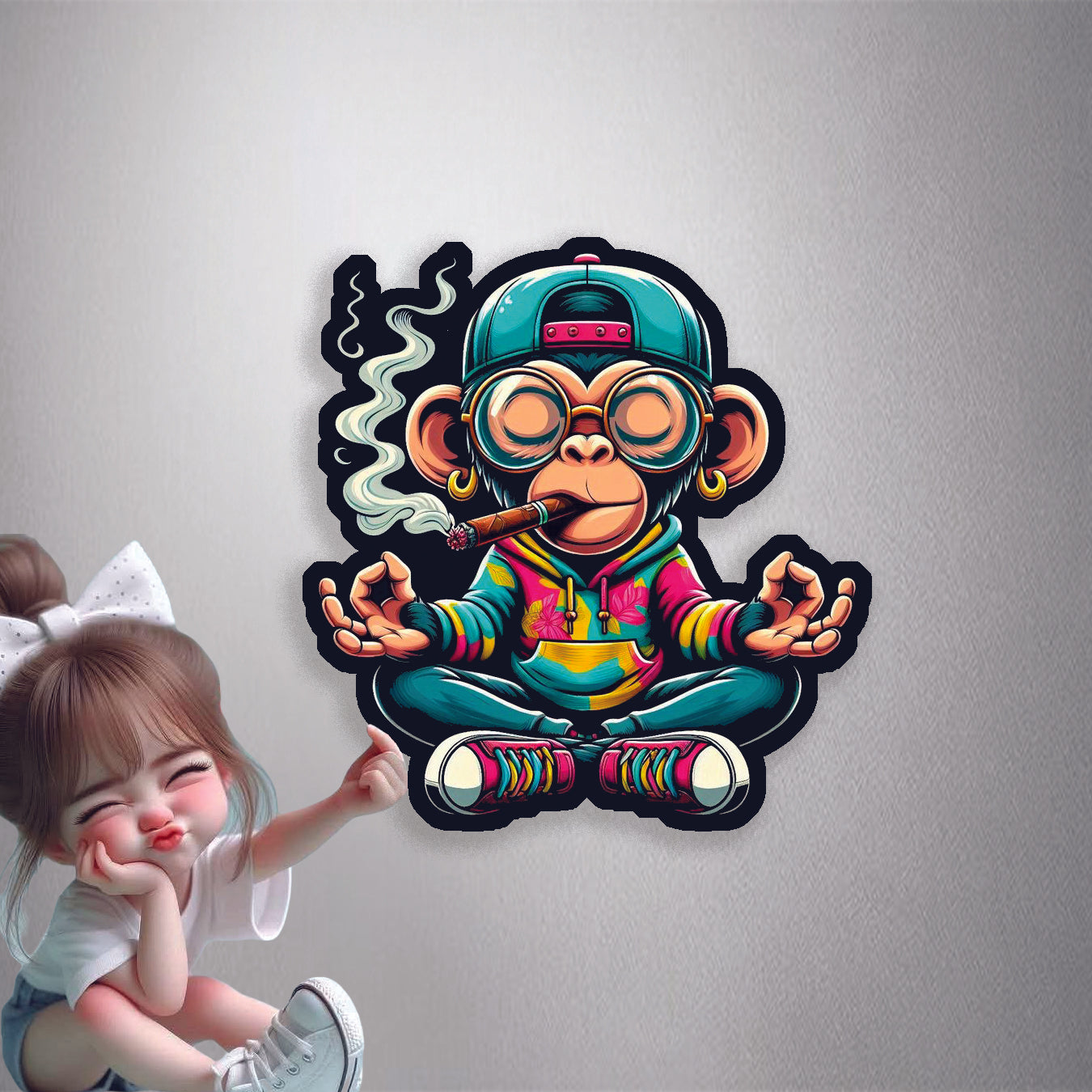 Meditating Monkey Chill Premium Vinyl Stickers