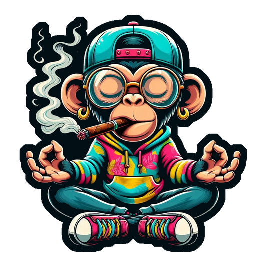 Meditating Monkey Chill Premium Vinyl Stickers