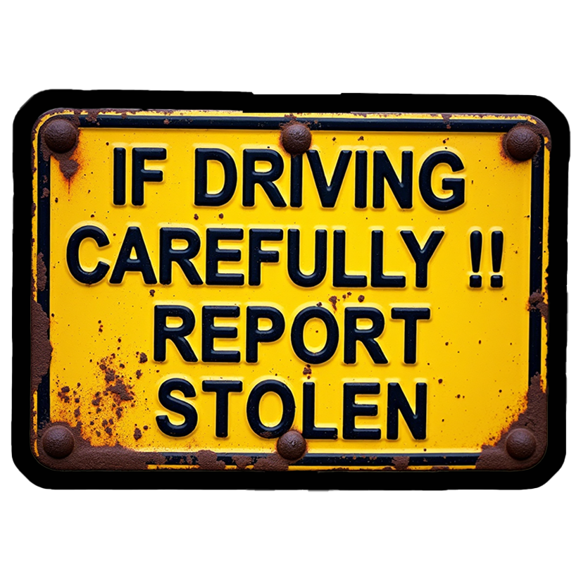 Driving Carefully Stolen Premium Vinyl Stickers
