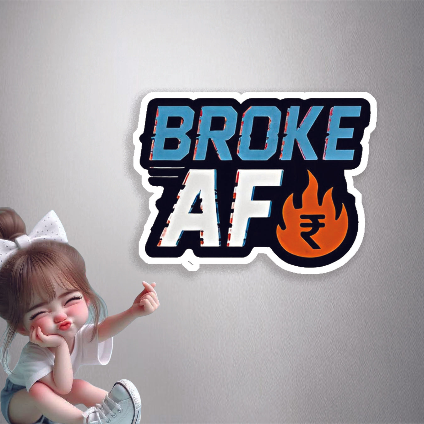 Broke AF Rupee Premium Vinyl Stickers