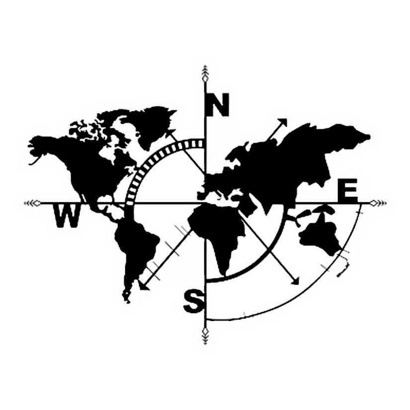 B&W Compass Map Premium Vinyl Stickers