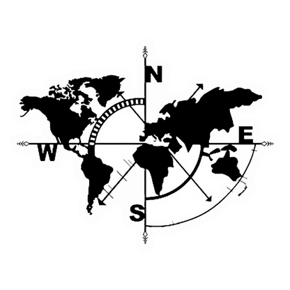 B&W Compass Map Premium Vinyl Stickers