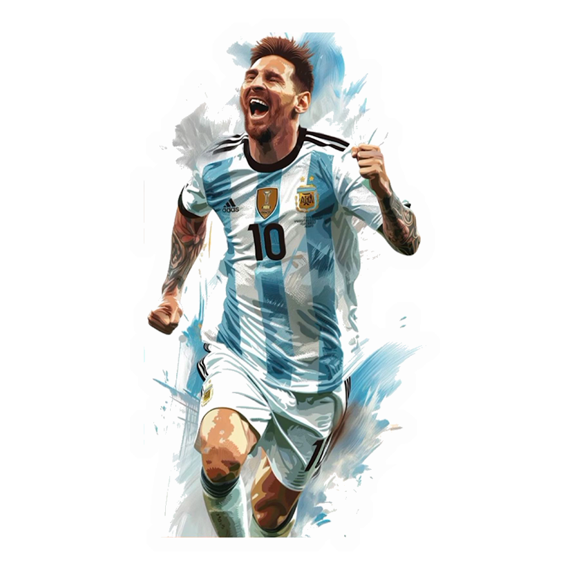 Messi in Action (Portrait)Premium Vinyl Stickers