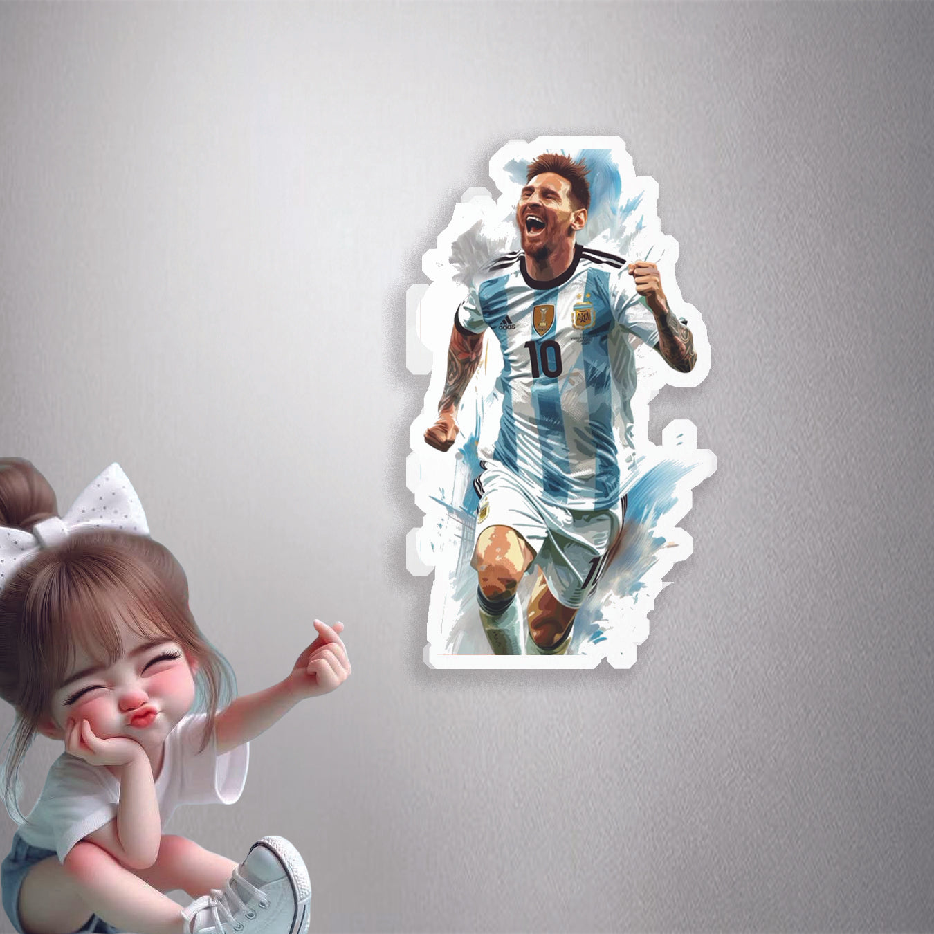 Messi in Action (Portrait)Premium Vinyl Stickers