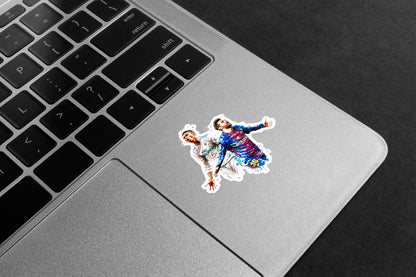 Ronaldo and Messy together in action Premium Vinyl Stickers