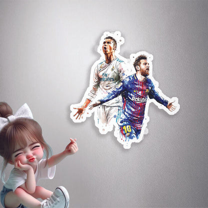 Ronaldo and Messy together in action Premium Vinyl Stickers