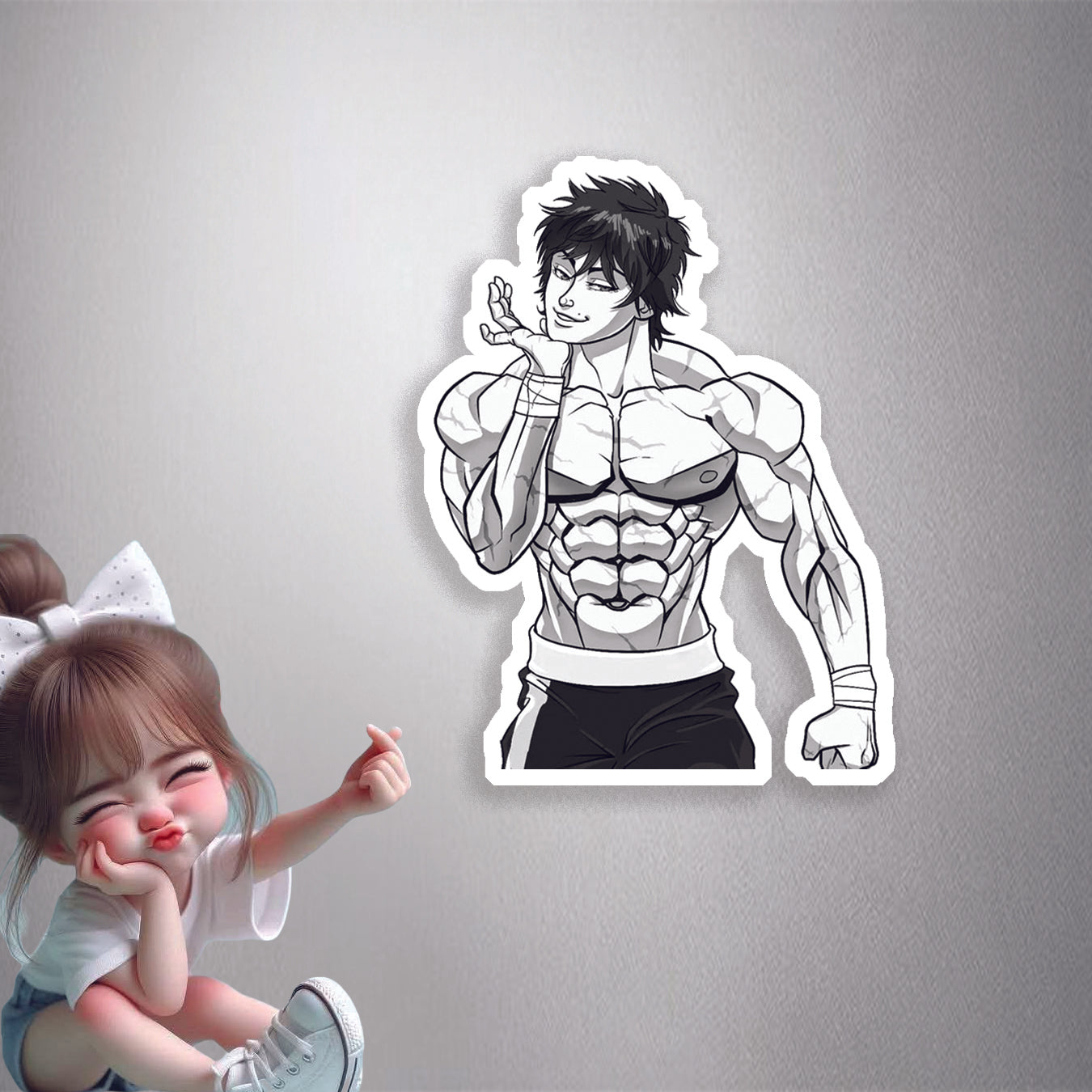 Baki Hanma Neck Cracking pose Premium Vinyl Stickers