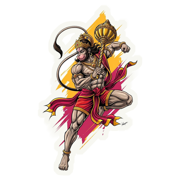 Hanuman in Action Premium Vinyl Stickers