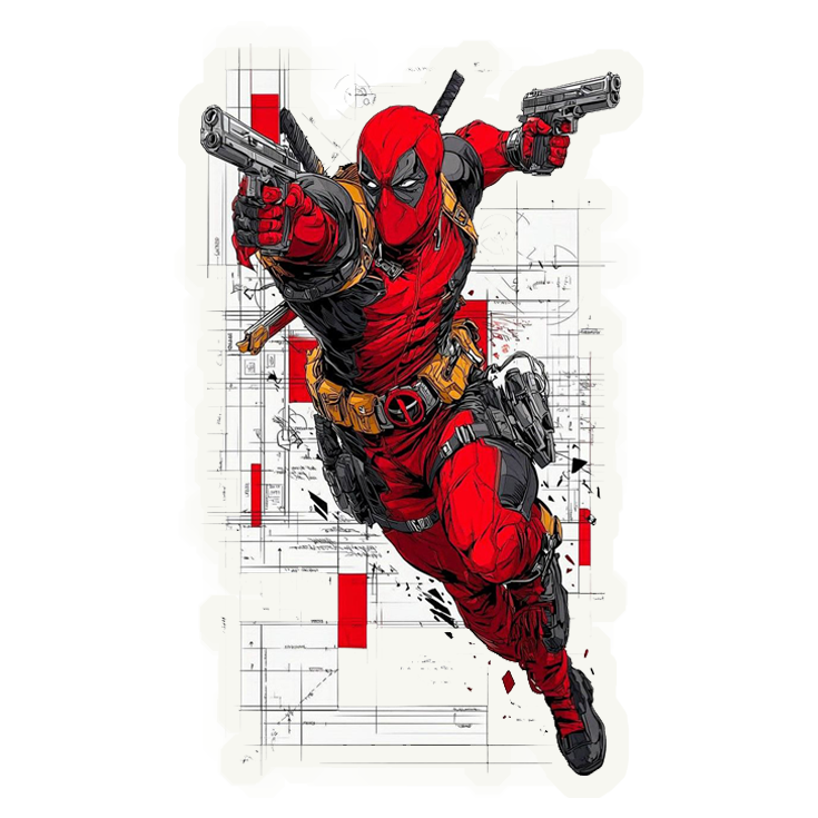 Deadpool in action Creative Premium Vinyl Stickers