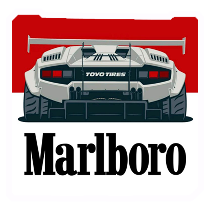Marlboro White Sports Car Premium Vinyl Stickers