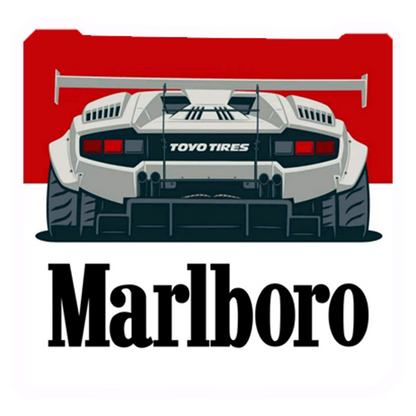 Marlboro White Sports Car Premium Vinyl Stickers