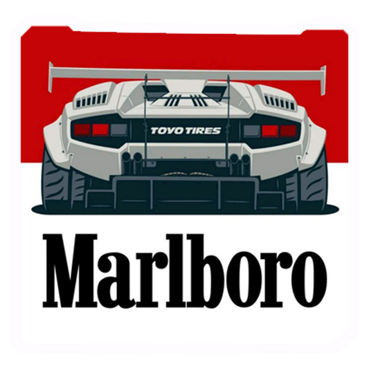 Marlboro White Sports Car Premium Vinyl Stickers