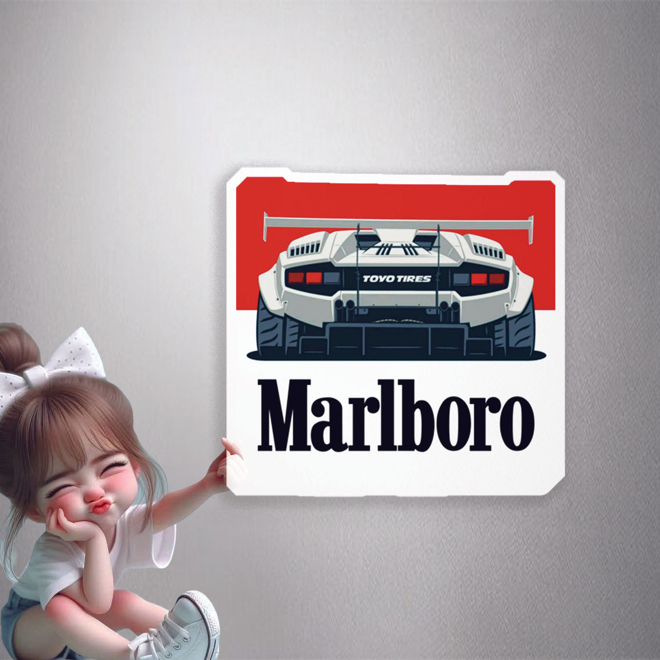 Marlboro White Sports Car Premium Vinyl Stickers