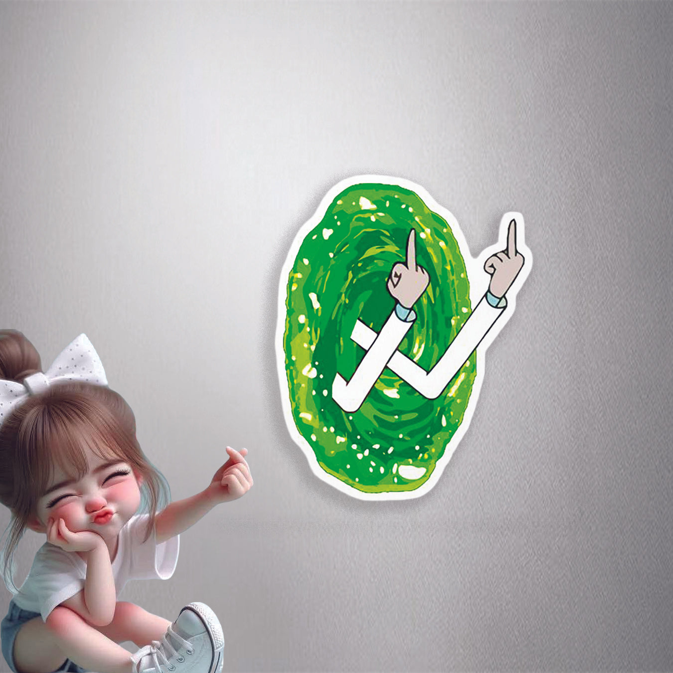 Mad Scientist Showing Middle Finger Artistic Premium Vinyl Stickers