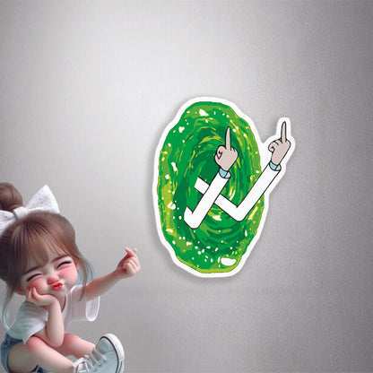 Mad Scientist Showing Middle Finger Artistic Premium Vinyl Stickers