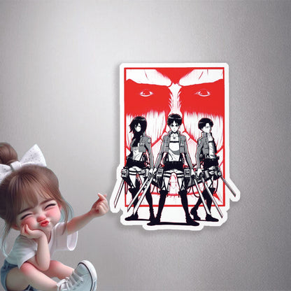 Attack on Titan action poster Premium Vinyl Sticker