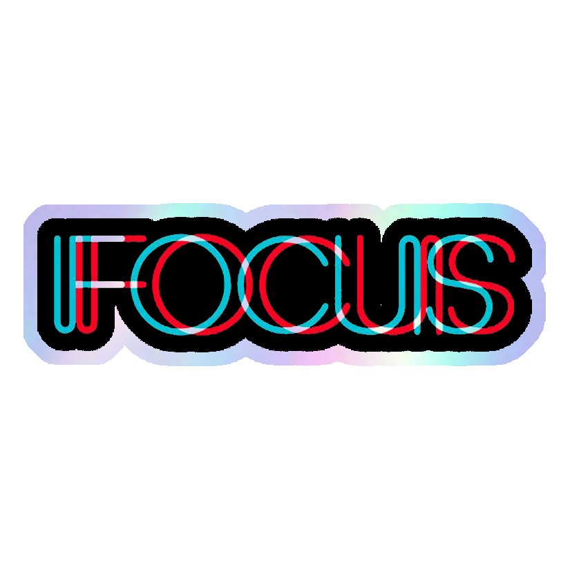 Focus Glitch Style Holographic Stickers
