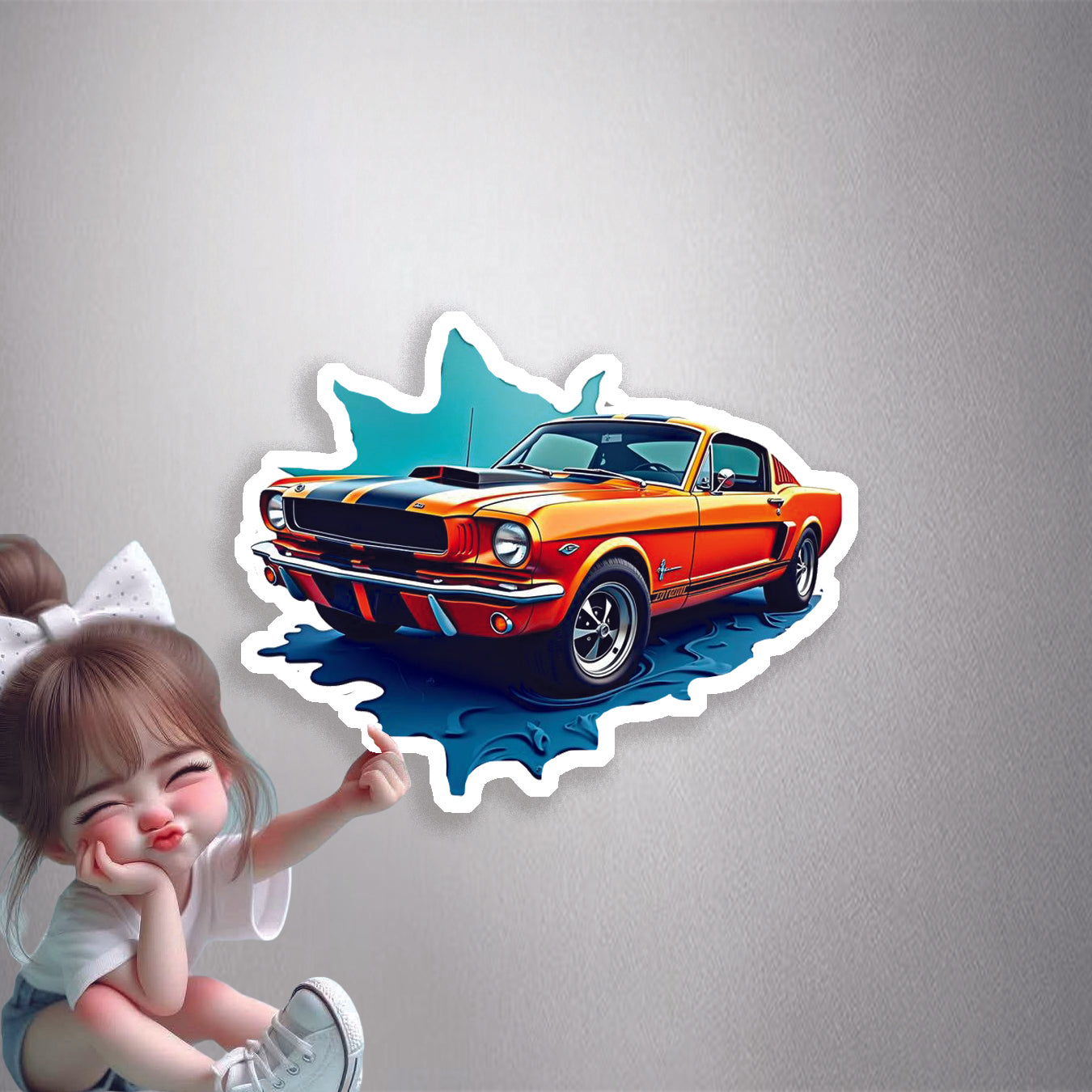 Classic Mustang Orange Premium Vinyl Stickers