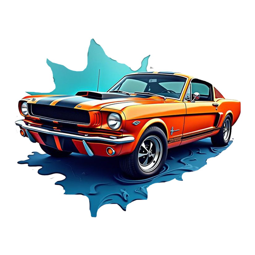 Classic Mustang Orange Premium Vinyl Stickers