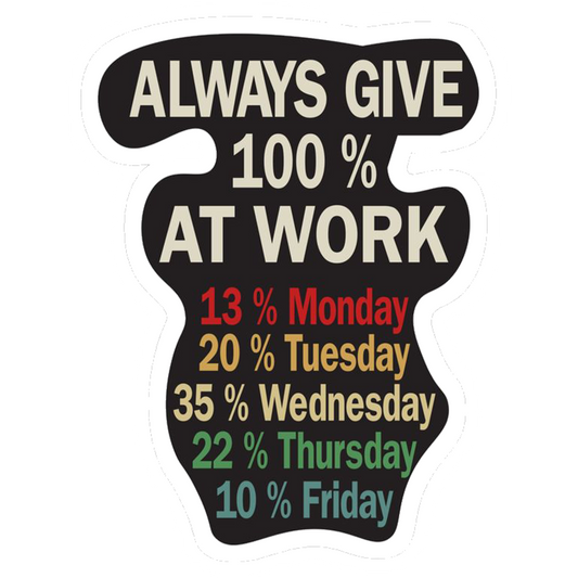 100 Percent Work Week Premium Vinyl Stickers
