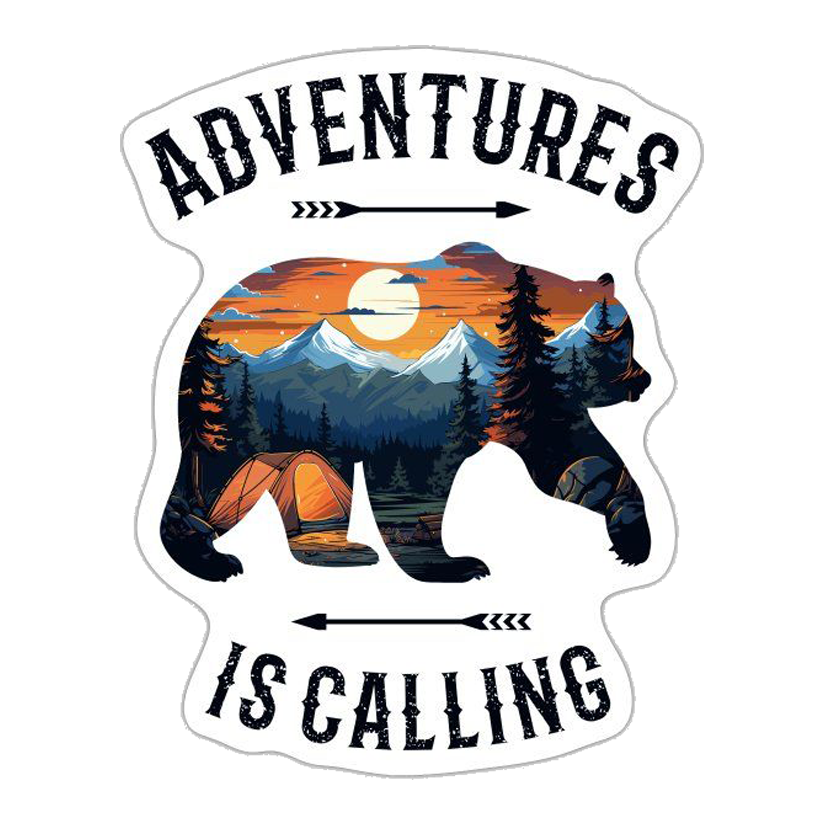 Adventures Calling Bear Premium Vinyl Stickers
