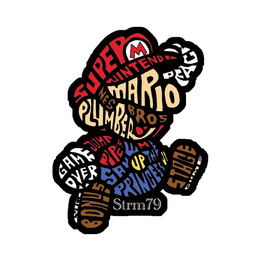 Super Mario Word Art Premium Vinyl Stickers