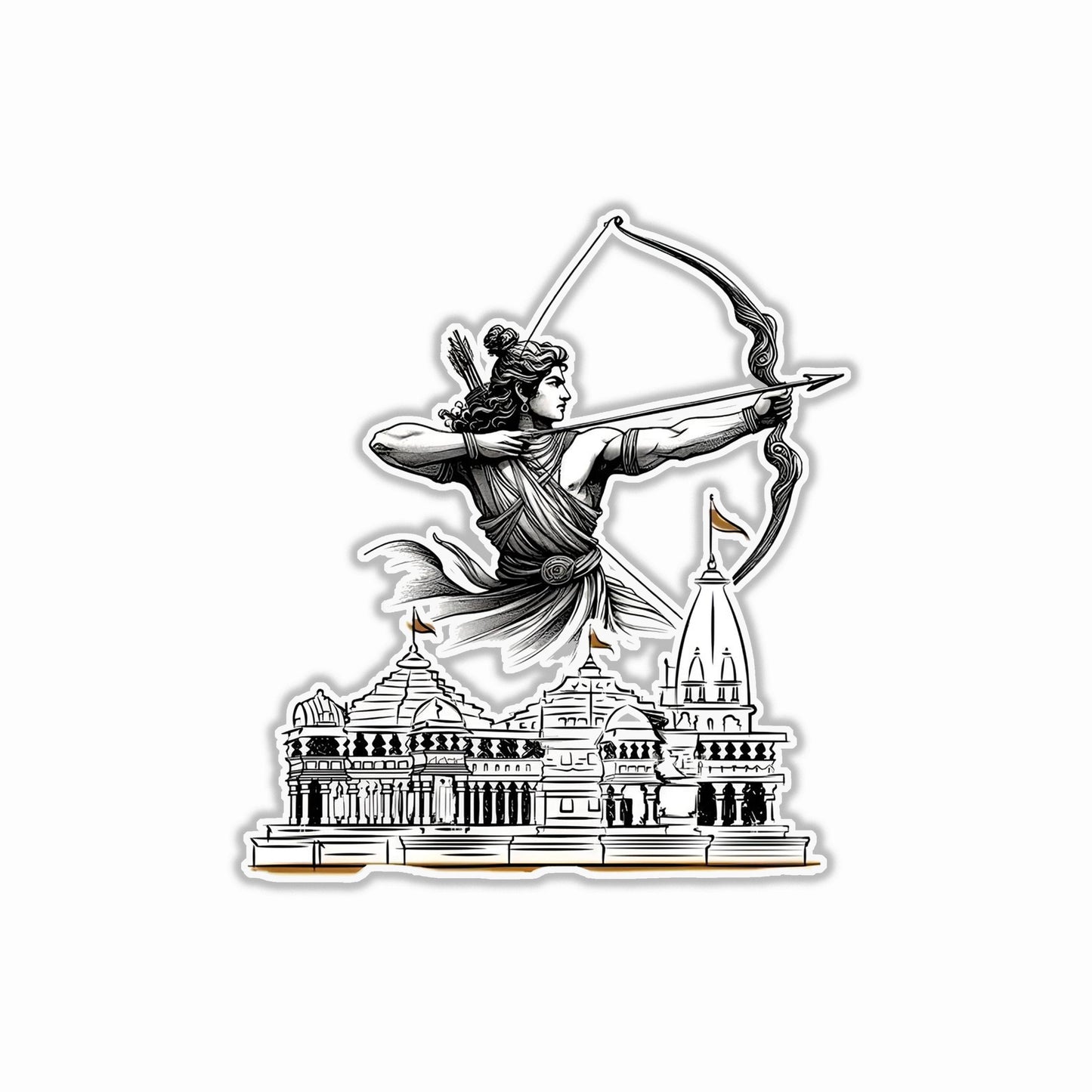 Shree Ram Ayodhya B&W Bumper Sticker