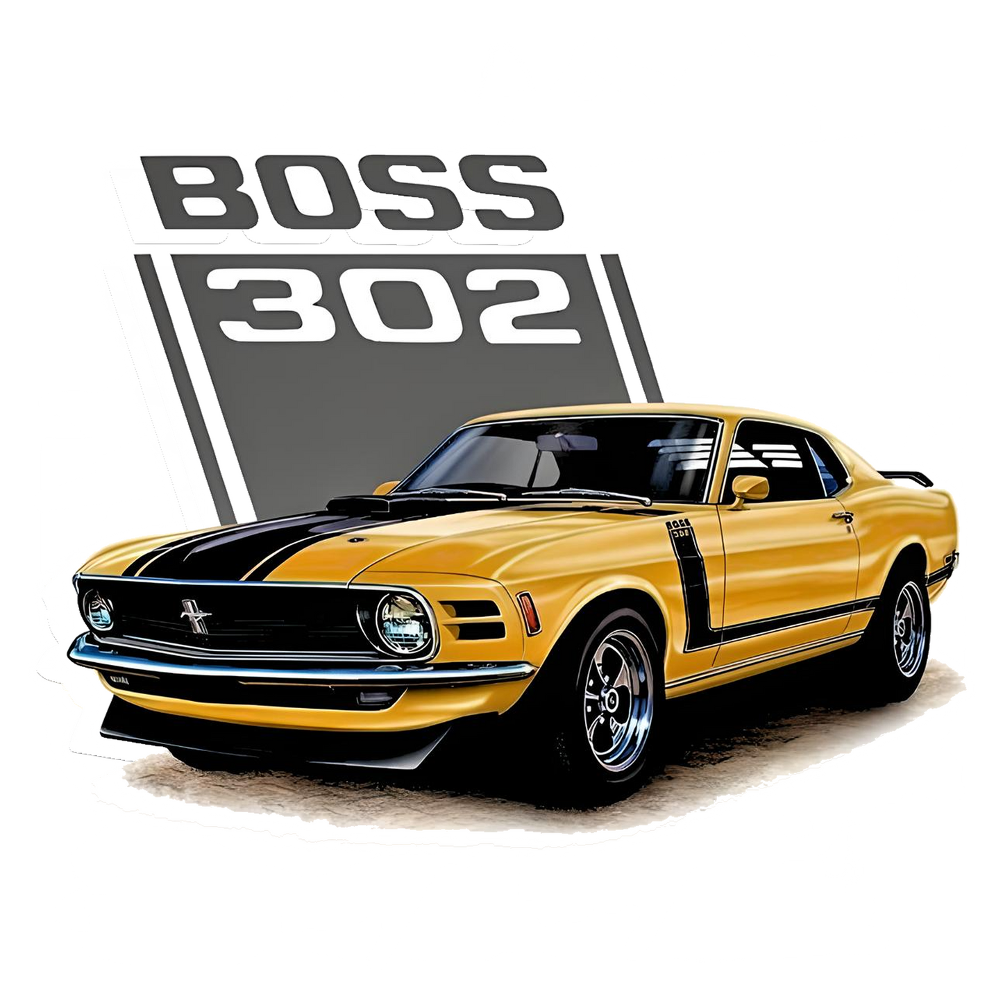 Boss 302 Yellow Super Car Bumper Sticker