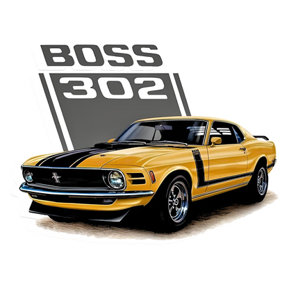 Boss 302 Yellow Super Car Bumper Sticker