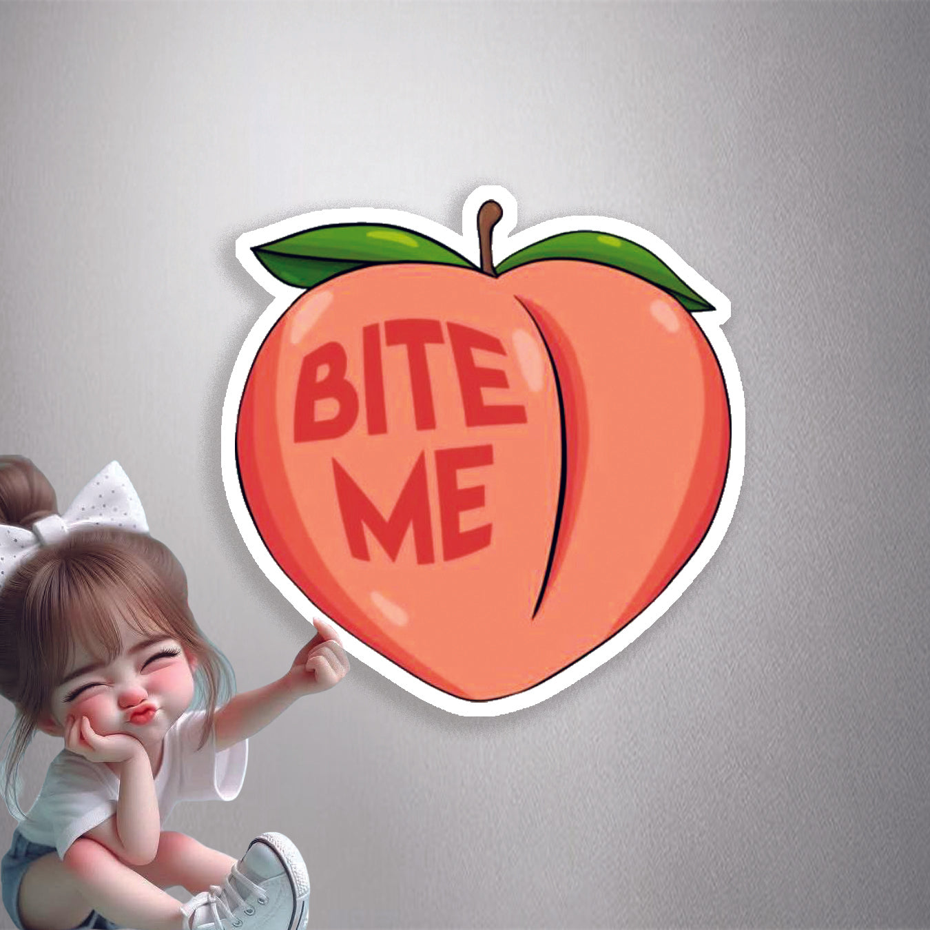 Bite Me Peach Premium Vinyl Stickers