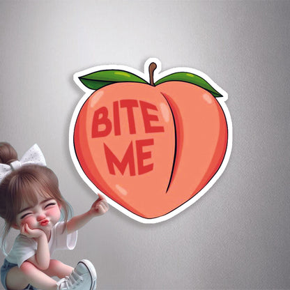 Bite Me Peach Premium Vinyl Stickers