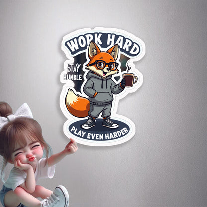 Work Hard Fox Premium Vinyl Stickers