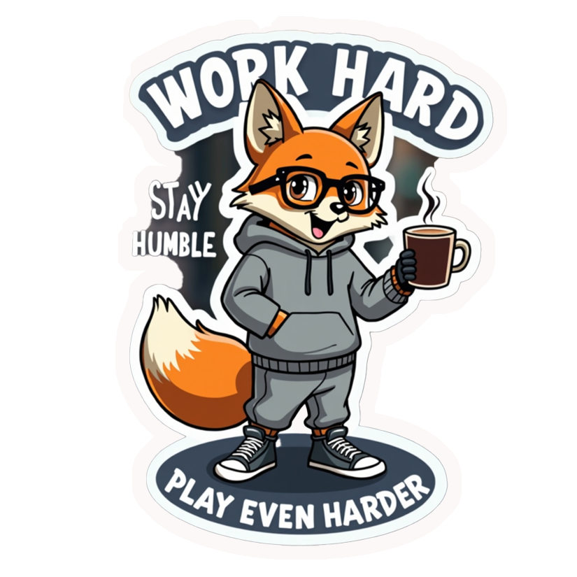 Work Hard Fox Premium Vinyl Stickers