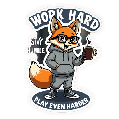 Work Hard Fox Premium Vinyl Stickers