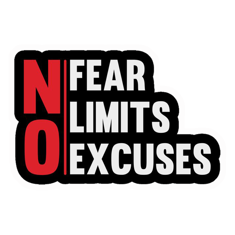 No Fear, No Limits, No Excuses Premium Vinyl Stickers